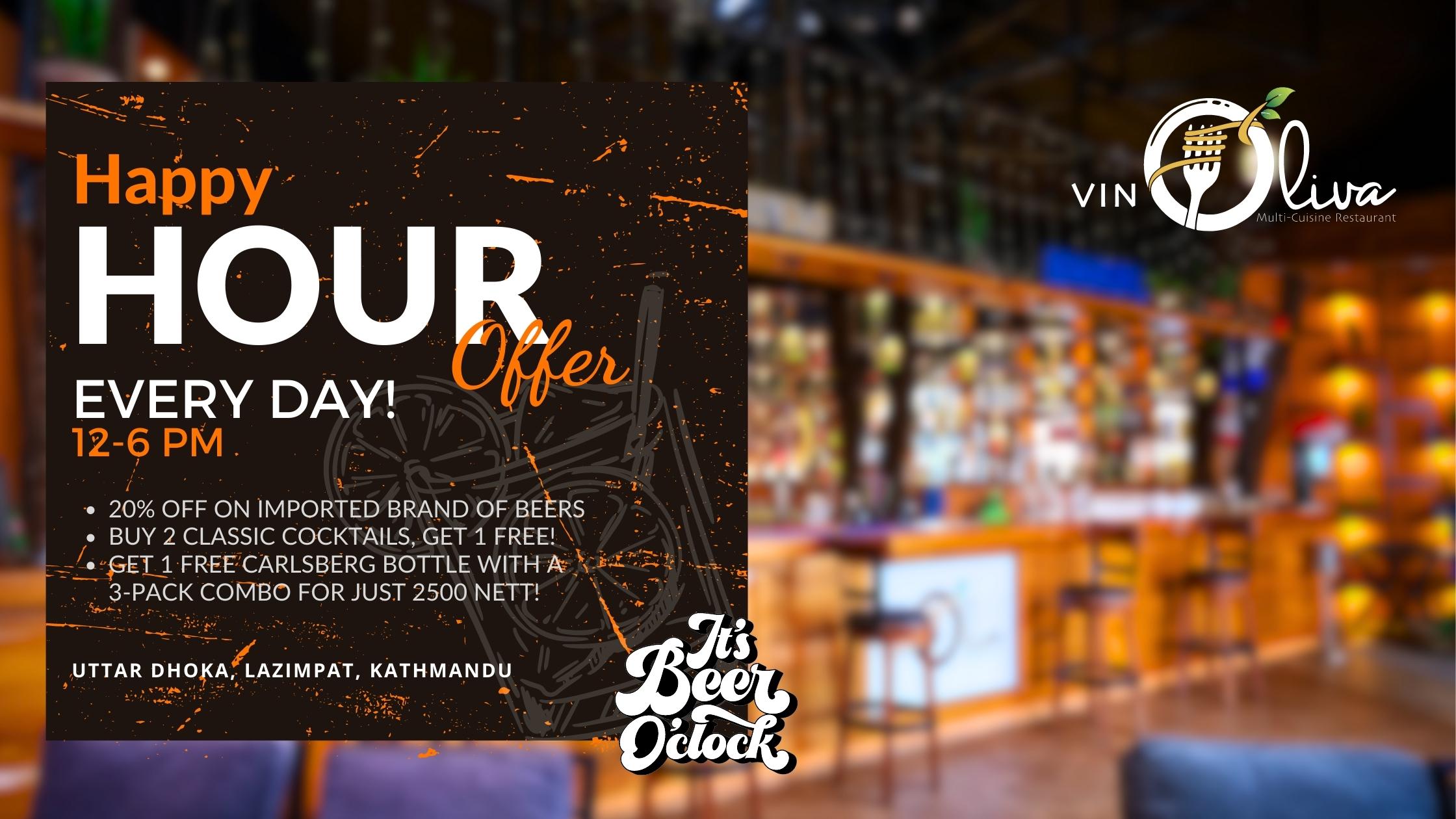Happy Hour Offer on Drinks | Vinoliva Restaurant and Bar